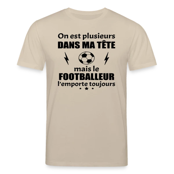 Maquette de T-shirt bio CREATOR Stanley/Stella Unisexe « On Est Plusieurs Dans Ma Tête : Footballeur » à personnaliser