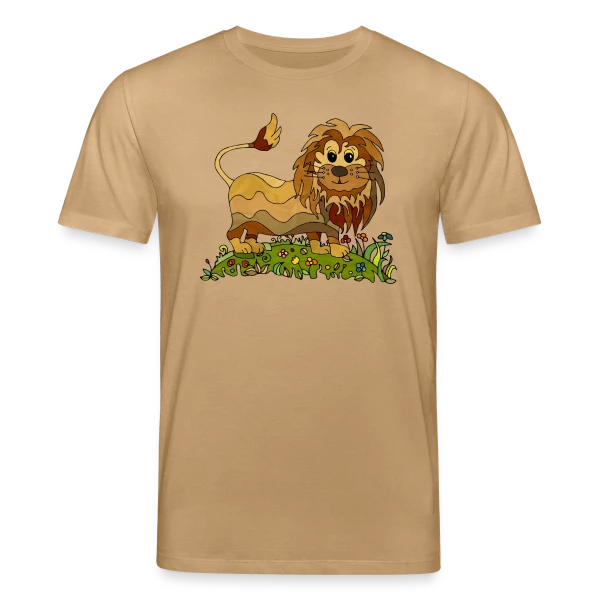 Maquette de T-shirt bio CREATOR Stanley/Stella Unisexe « Lion Joyeux Prairie Fleurie » à personnaliser