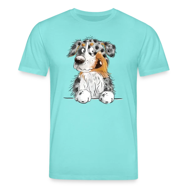 Maquette de T-shirt bio CREATOR Stanley/Stella Unisexe « Berger Australien Blue Merle Drôle et Amusant » à personnaliser