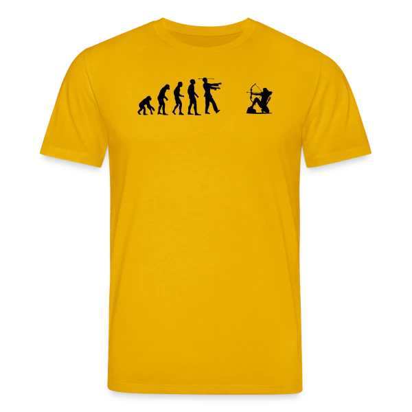Maquette de T-shirt bio CREATOR Stanley/Stella Unisexe « Évolution Humaine : Zombie vs Archer » à personnaliser