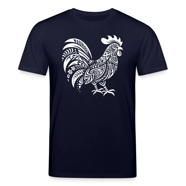 Maquette de T-shirt bio CREATOR Stanley/Stella Unisexe « Coq Tribal : Symbole de Force et Fierté » à personnaliser