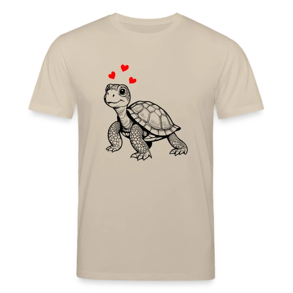 Maquette de T-shirt bio CREATOR Stanley/Stella Unisexe « Tortue Mignonne et Cœurs Doux » à personnaliser