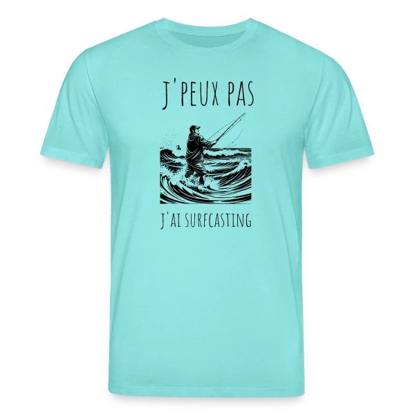 Maquette de T-shirt bio CREATOR Stanley/Stella Unisexe « Surfcasting : L'Art de la Pêche en Mer » à personnaliser