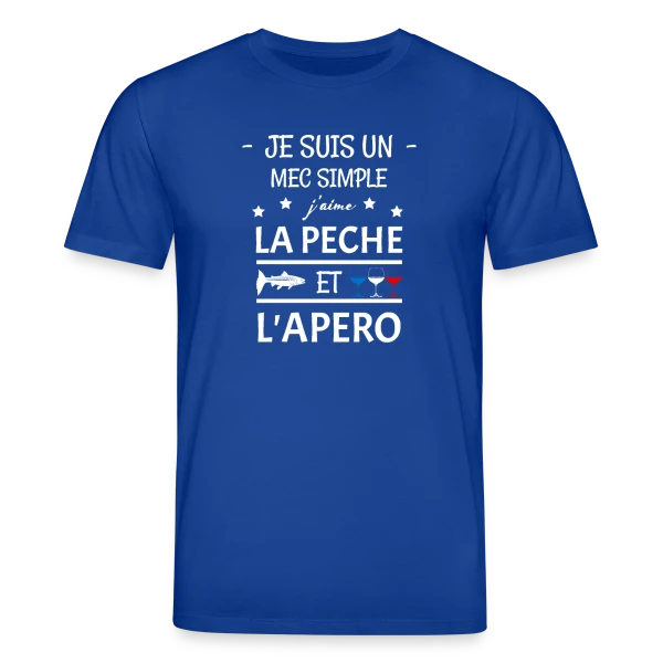 Maquette de T-shirt bio CREATOR Stanley/Stella Unisexe « Je Suis Un Mec Simple : Pêche et Apéro » à personnaliser