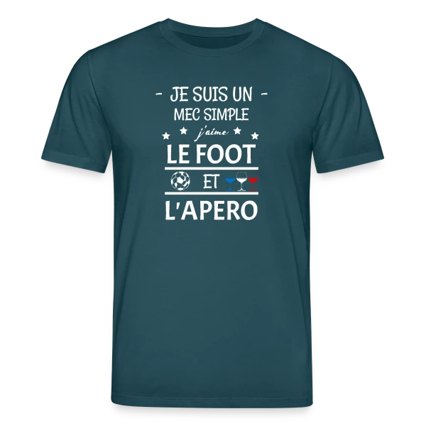 Maquette de T-shirt bio CREATOR Stanley/Stella Unisexe « Je Suis Un Mec Simple : Foot et Apéro » à personnaliser
