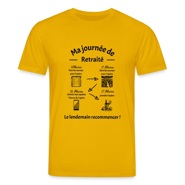 Maquette de T-shirt bio CREATOR Stanley/Stella Unisexe « Joyeuse Retraite - Nouvelle Vie, Plus de Loisirs » à personnaliser