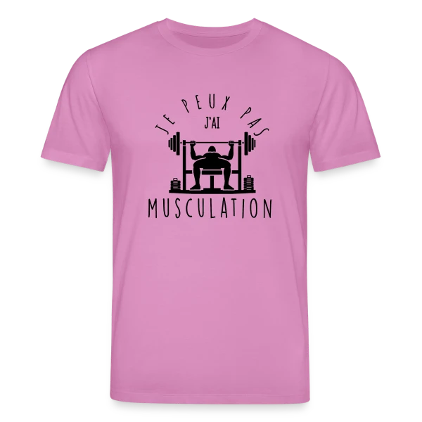 Maquette de T-shirt bio CREATOR Stanley/Stella Unisexe « Humour Musculation: Je Peux Pas, J'ai Muscu » à personnaliser