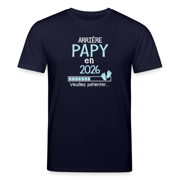 Maquette de T-shirt bio CREATOR Stanley/Stella Unisexe « Arrière Papy en 2026 : Annonce de Grossesse Humour » à personnaliser
