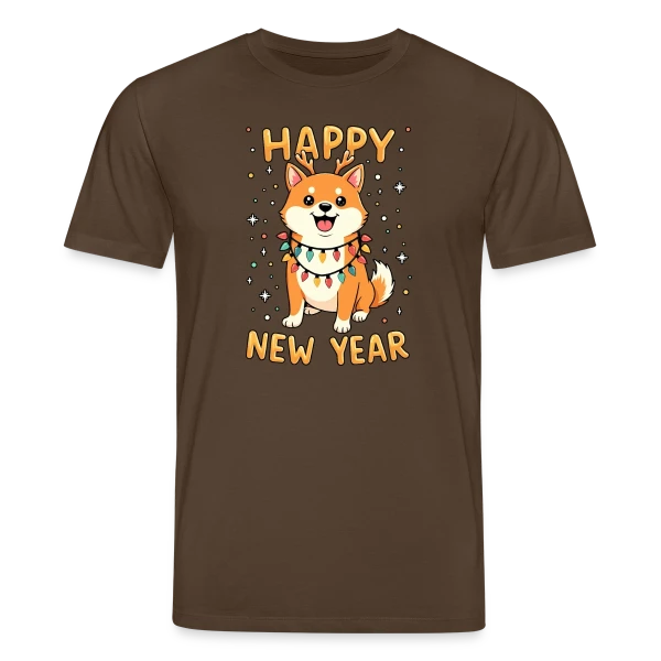 Maquette de T-shirt bio CREATOR Stanley/Stella Unisexe « Shiba Inu Lumières de Noël - Fêtes de Fin d'Année » à personnaliser