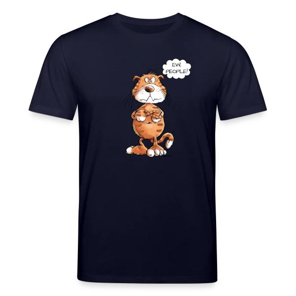 Maquette de T-shirt bio CREATOR Stanley/Stella Unisexe « Chat grincheux rouge "Ew People" - Sarcasme félin » à personnaliser