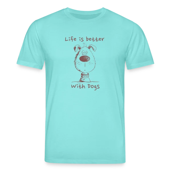 Maquette de T-shirt bio CREATOR Stanley/Stella Unisexe « Life Is Better With Dogs - Chien cartoon monochrome » à personnaliser