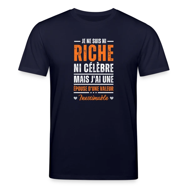 Maquette de T-shirt bio CREATOR Stanley/Stella Unisexe « Homme - Mon Épouse D'une Valeur Inestimable » à personnaliser