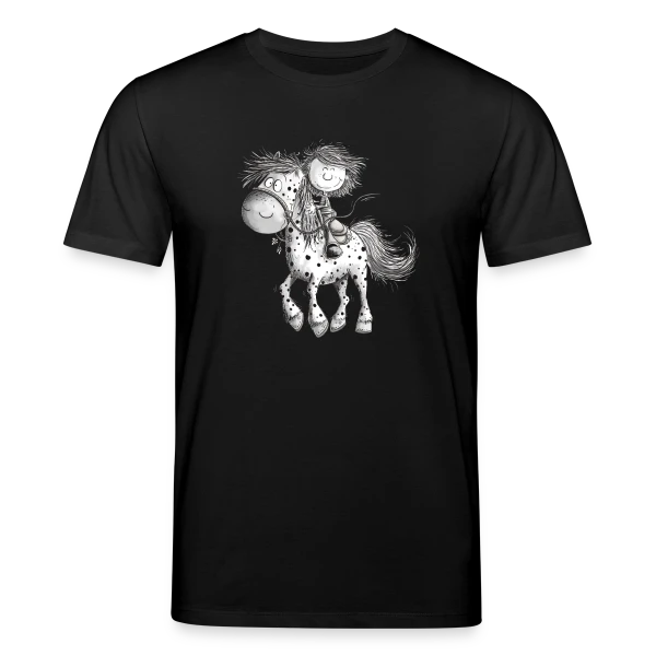 Maquette de T-shirt bio CREATOR Stanley/Stella Unisexe « Cheval et cavalier rigolos - Dessin animé » à personnaliser