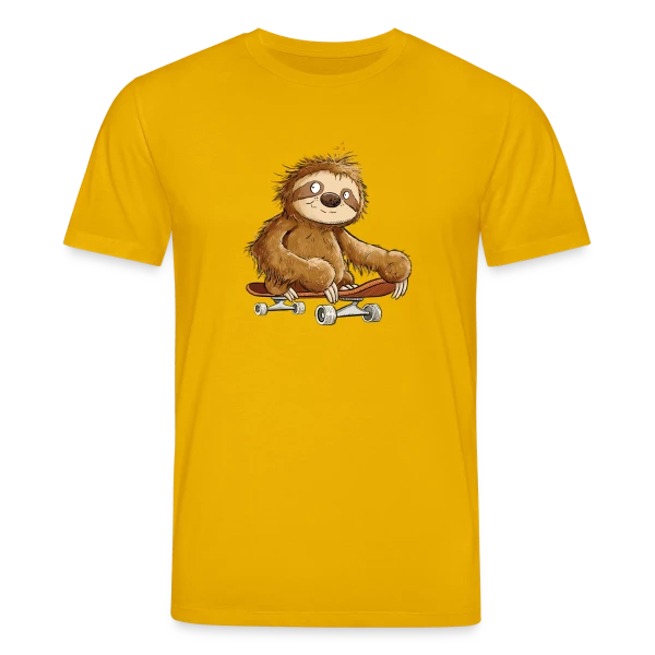 Maquette de T-shirt bio CREATOR Stanley/Stella Unisexe « Paresseux Skateboarder Cartoon - Relax et Style » à personnaliser