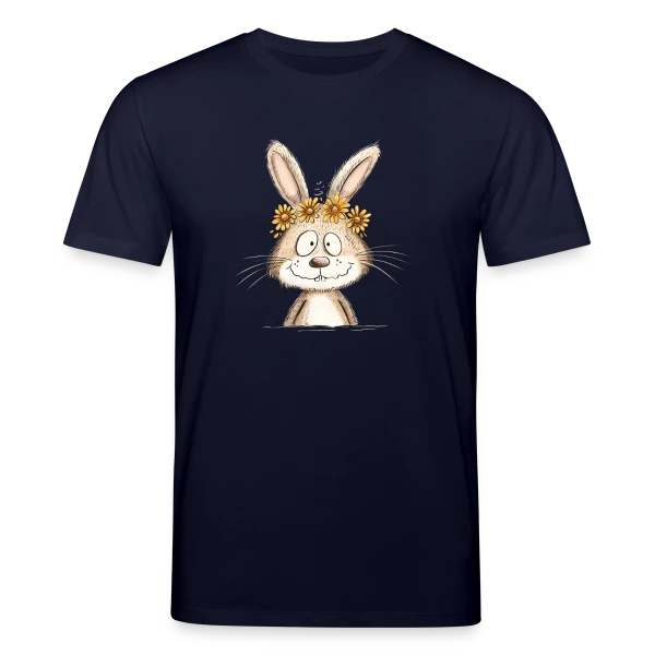 Maquette de T-shirt bio CREATOR Stanley/Stella Unisexe « Lapin Rigolo Couronne Fleurs » à personnaliser