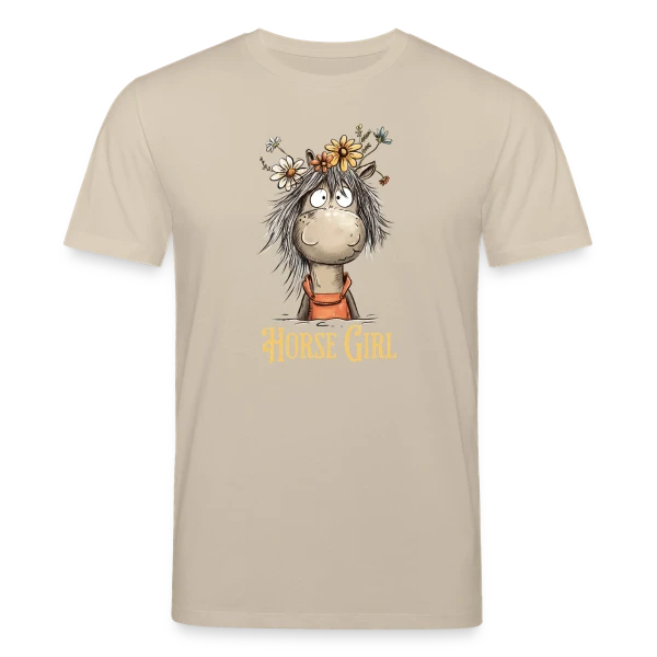 Maquette de T-shirt bio CREATOR Stanley/Stella Unisexe « Cheval Rigolo Fleurs Sauvages » à personnaliser