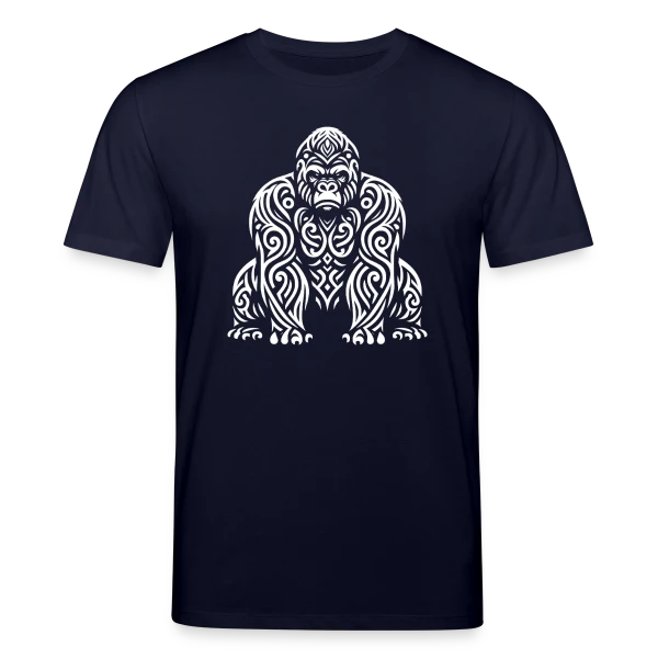 Maquette de T-shirt bio CREATOR Stanley/Stella Unisexe « Gorille Tribal - Design Ethnique Sauvage » à personnaliser