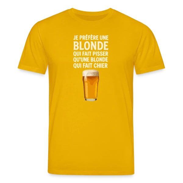 Maquette de T-shirt bio CREATOR Stanley/Stella Unisexe « Je Préfère Une Blonde : Humour de Bistrot & Bière » à personnaliser