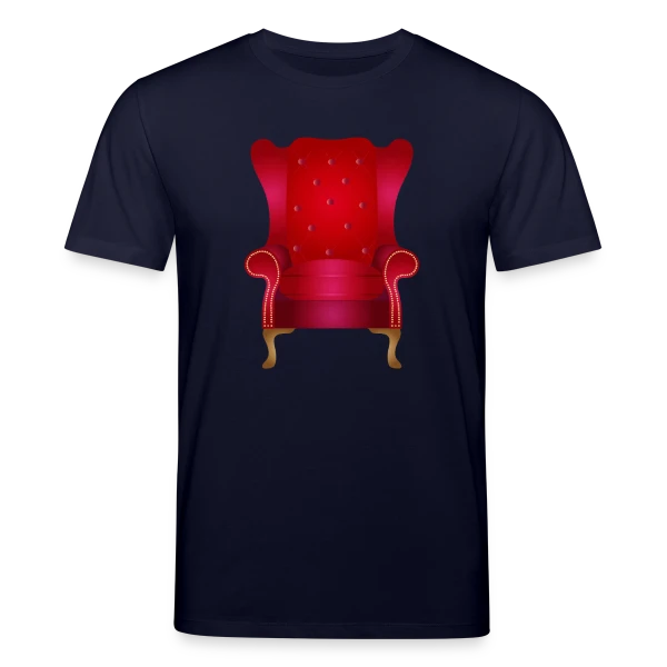 Maquette de T-shirt bio CREATOR Stanley/Stella Unisexe « Fauteuil Vintage Rouge: Élégance Chaleureuse » à personnaliser