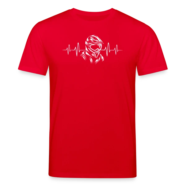 Maquette de T-shirt bio CREATOR Stanley/Stella Unisexe « Casque Motocross & Battement de Cœur – Symbole Moto X » à personnaliser