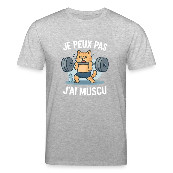 Maquette de T-shirt bio CREATOR Stanley/Stella Unisexe « Je Peux Pas, J'ai Muscu ! Chat Bodybuilder Humour » à personnaliser