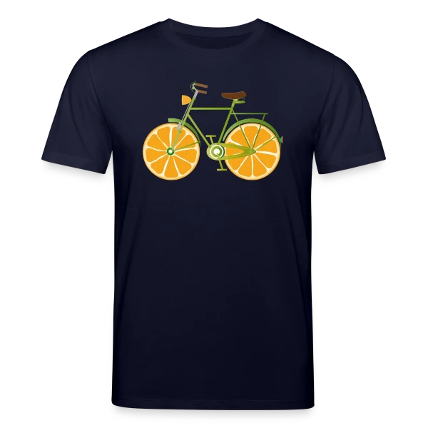Maquette de T-shirt bio CREATOR Stanley/Stella Unisexe « Vélo Fruitix : L'Original Fun aux Roues Oranges » à personnaliser