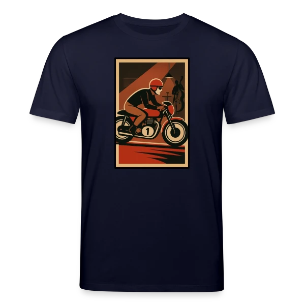 Maquette de T-shirt bio CREATOR Stanley/Stella Unisexe « Pilote Moto Rétro Jazz » à personnaliser