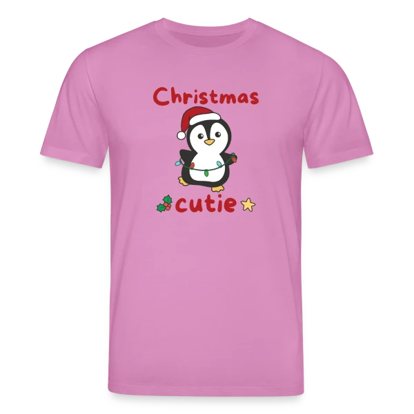 Maquette de T-shirt bio CREATOR Stanley/Stella Unisexe « Pingouin Mignon Lumières Noël » à personnaliser