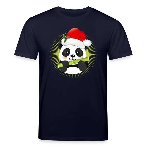 Maquette de T-shirt bio CREATOR Stanley/Stella Unisexe « Panda Festif de Noël » à personnaliser