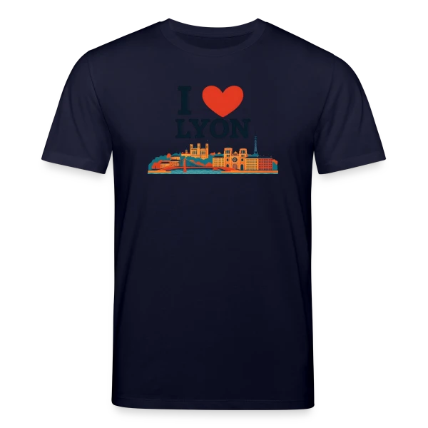 Maquette de T-shirt bio CREATOR Stanley/Stella Unisexe « J'aime Lyon Skyline Coloré » à personnaliser