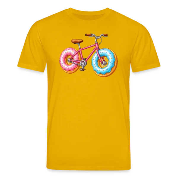 Maquette de T-shirt bio CREATOR Stanley/Stella Unisexe « Cycliste Gourmand : Donut & Vélo Humoristique » à personnaliser