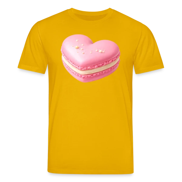 Maquette de T-shirt bio CREATOR Stanley/Stella Unisexe « Macaron Cœur - Déclaration Gourmande » à personnaliser