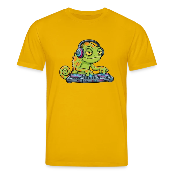Maquette de T-shirt bio CREATOR Stanley/Stella Unisexe « Caméléon DJ Mascotte Cartoon » à personnaliser