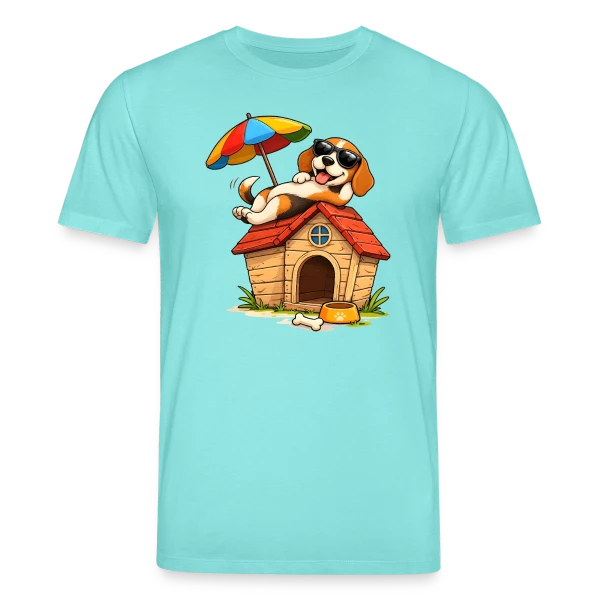 Maquette de T-shirt bio CREATOR Stanley/Stella Unisexe « Chien Beagle en Vacances à la Maison » à personnaliser
