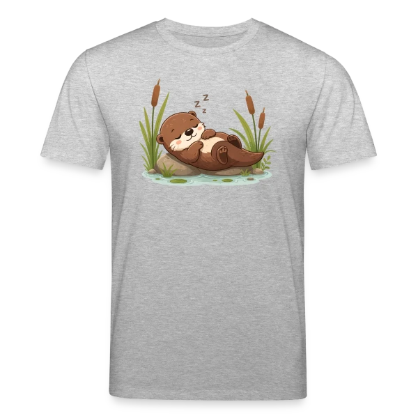 Maquette de T-shirt bio CREATOR Stanley/Stella Unisexe « Loutre Endormie dans les Roseaux - Douceur Naturelle » à personnaliser