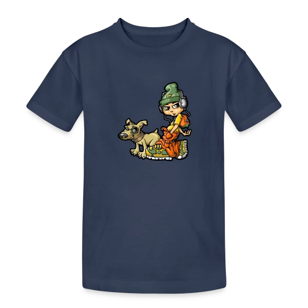 B-boy Hip Hop & son Chien sur T-shirt coton épais ado