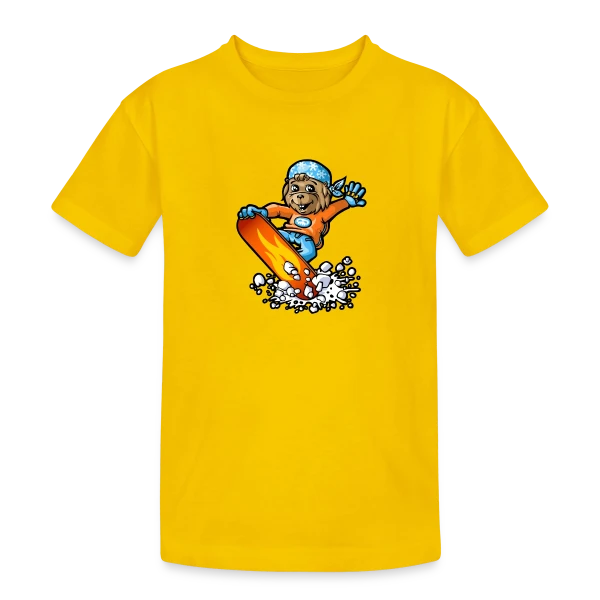 Marmotte Snowboard Fun sur T-shirt coton épais ado