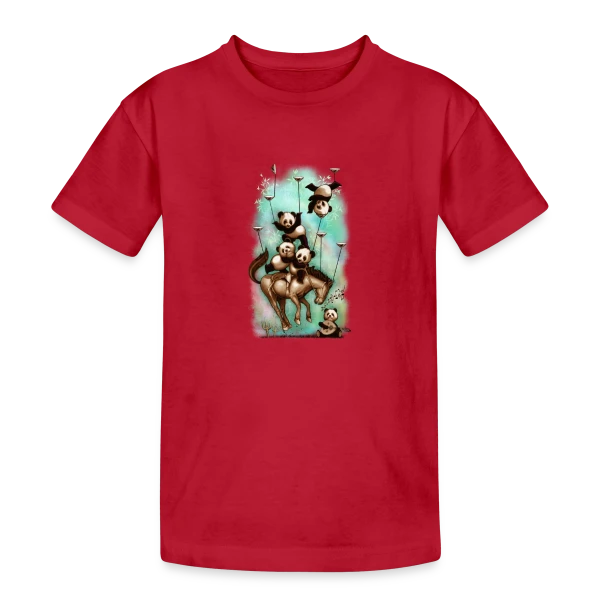 Pandas Rodéo : Les Aventuriers du Far West sur T-shirt coton épais ado