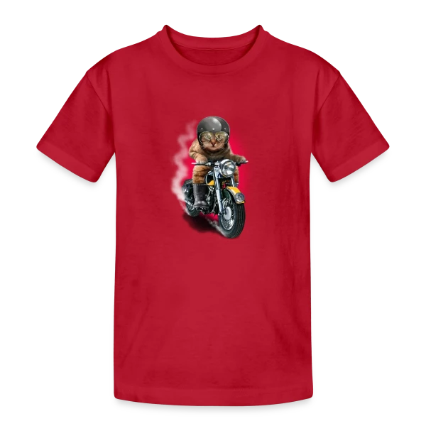 Chat Motard : L'Esprit Libre sur T-shirt coton épais ado