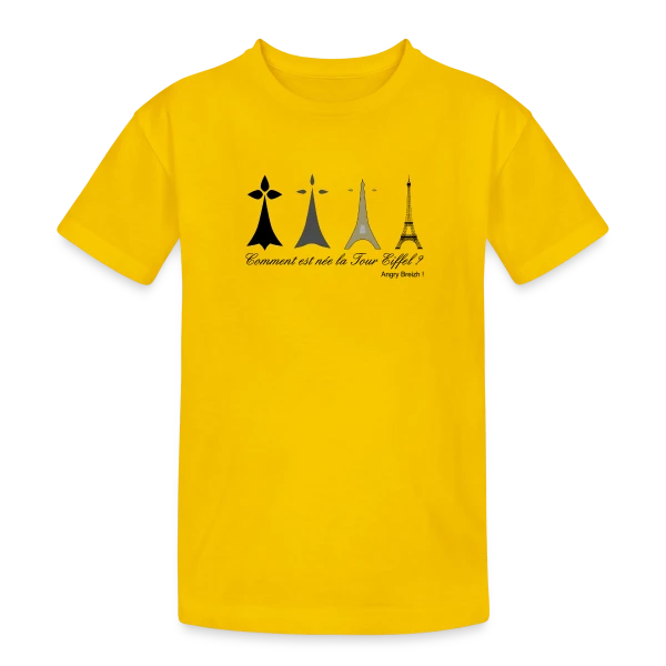 Évolution Tour Eiffel Bretonne sur T-shirt coton épais ado