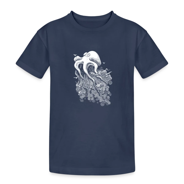 Pieuvre des Nuages sur T-shirt coton épais ado