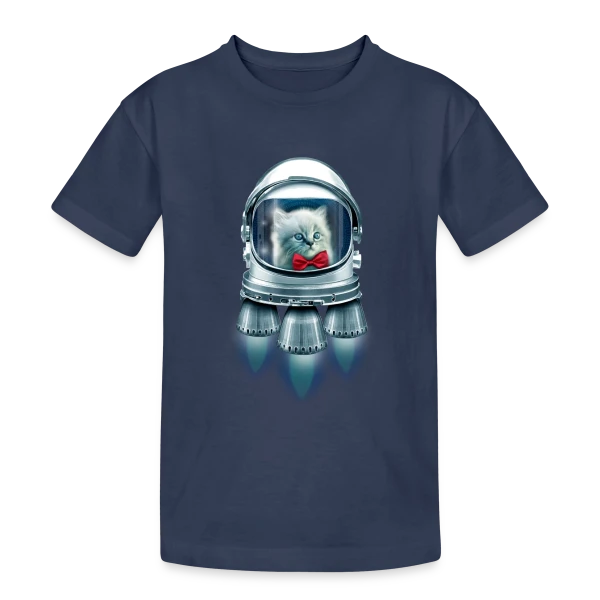 Chat Astronaute Élégant sur T-shirt coton épais ado