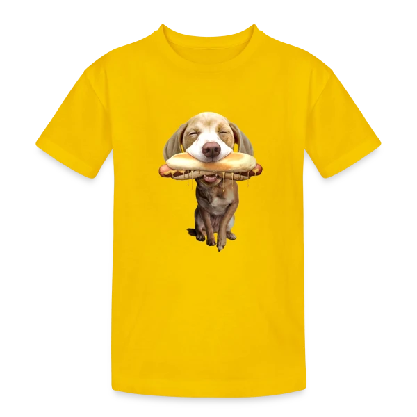 Chien Gourmand Hotdog sur T-shirt coton épais ado