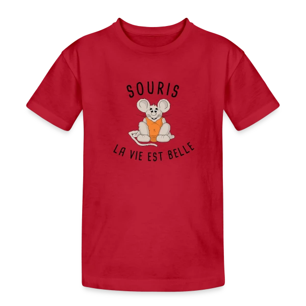 Souris : La Vie est Belle ! sur T-shirt coton épais ado
