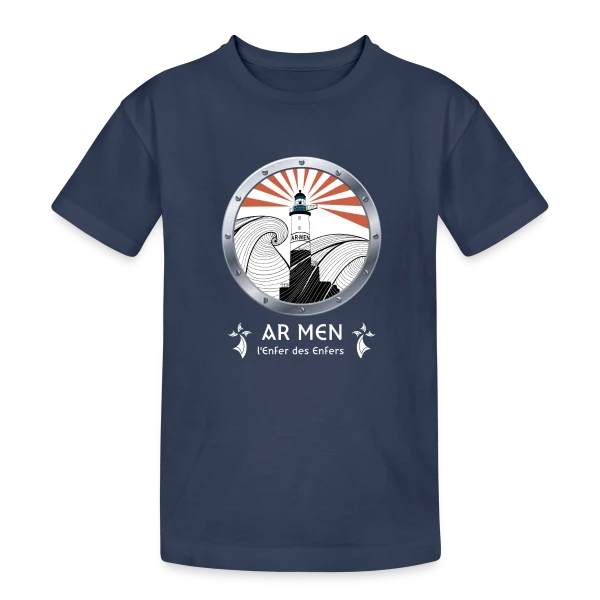 Phare d'Ar Men Breton sur T-shirt coton épais ado