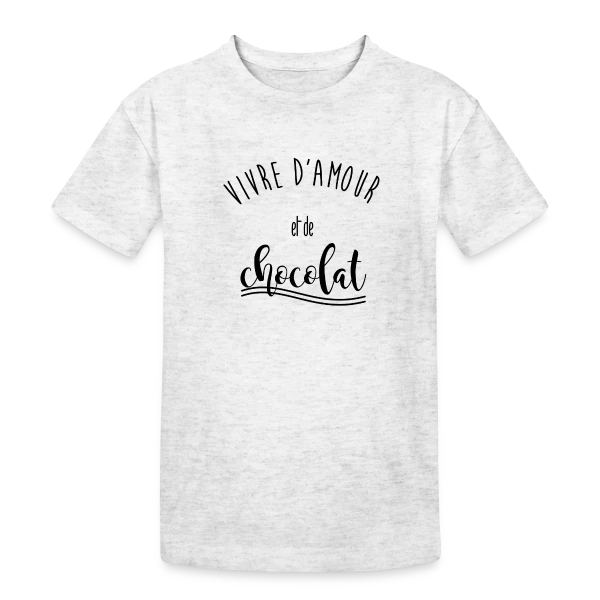 Vivre d'Amour et de Chocolat sur T-shirt coton épais ado