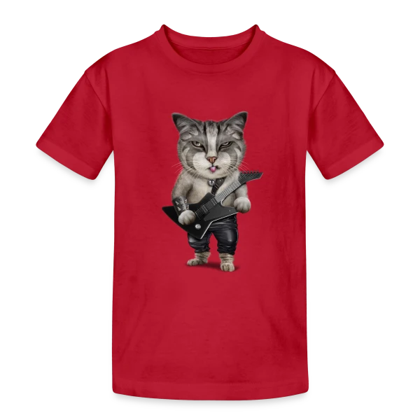 Metalcat : Le Chat Métalleux sur T-shirt coton épais ado