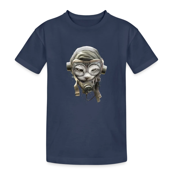 Chat Pilote Champion sur T-shirt coton épais ado