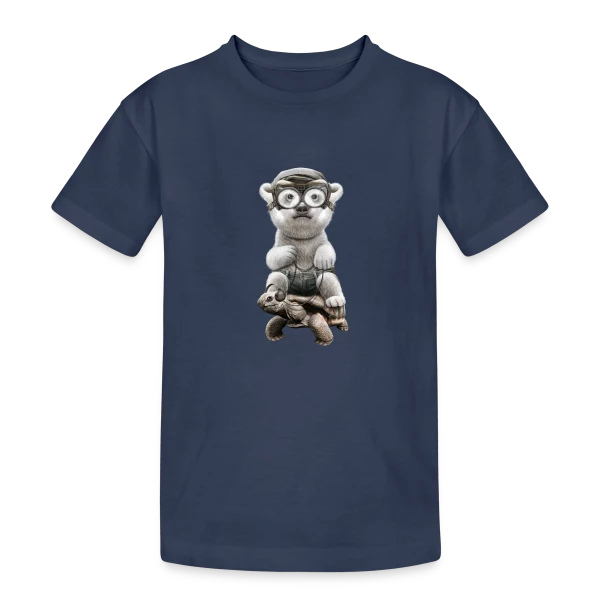 Tortue Polaire Aventureuse sur T-shirt coton épais ado