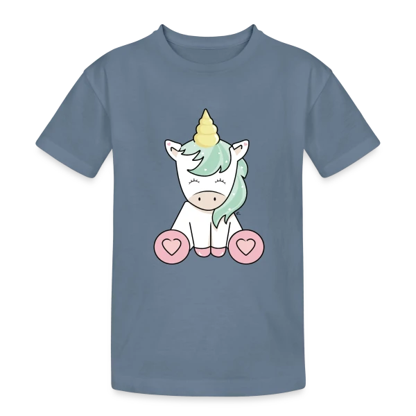 Licorne Kawaii Mignonne sur T-shirt coton épais ado